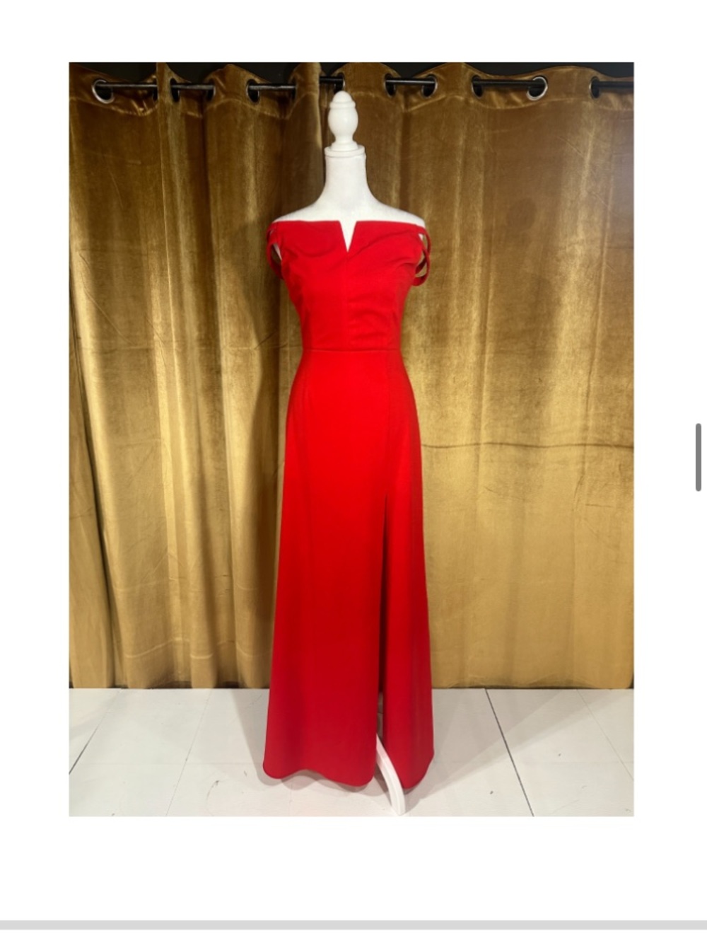 Off-Shoulder Red Evening Gown